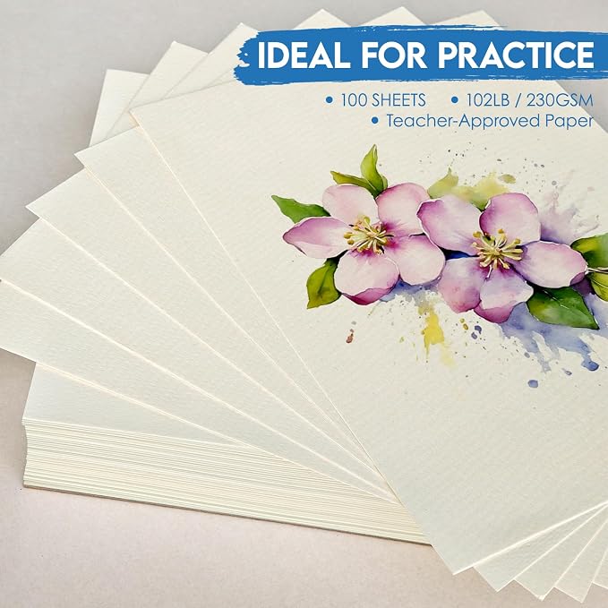 KOVIEDE 100 Sheets Watercolor Paper 8.5x11 Inch 102LB/230GSM Cold Press - Image 2