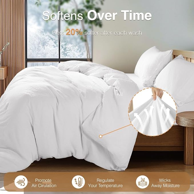SONORO KATE 100% French Linen Duvet Cover Full Size, Soft Breathable - Image 5