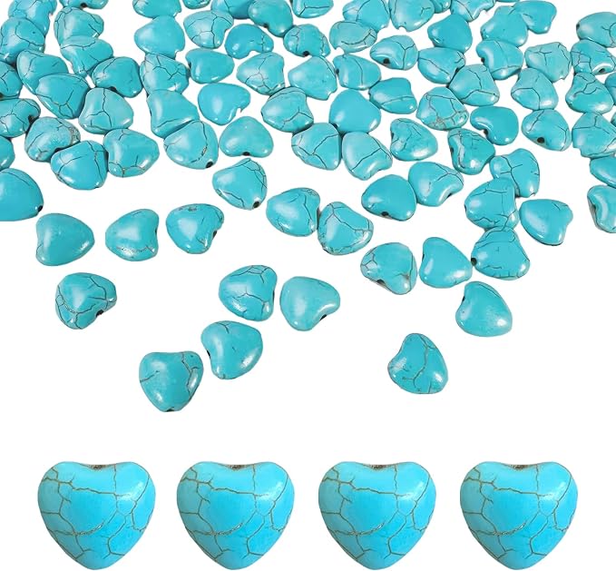 Turquoise Love Beads for Jewelry Making 200pcs 12mm Natural Semi-Precious by PAMIRTONG