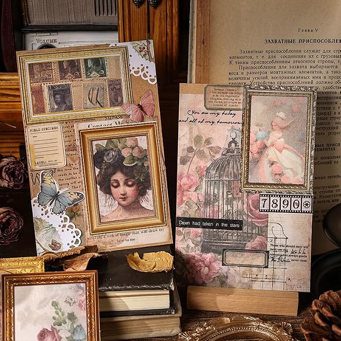 180 Pieces Vintage Scrapbook Picture Frame Cutouts Paper Stickers - Image 8
