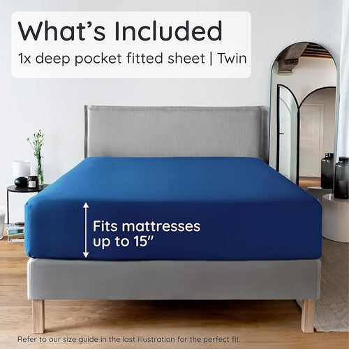 Bambaw 100% Viscose Derived from Bamboo Fitted Sheet Twin Size, Cooling Fitted - Image 2