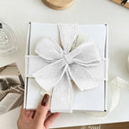 White Burlap Ribbon 1-1/2 inch X 10 Yard White Linen Wired Ribbon | Natural - Image 4