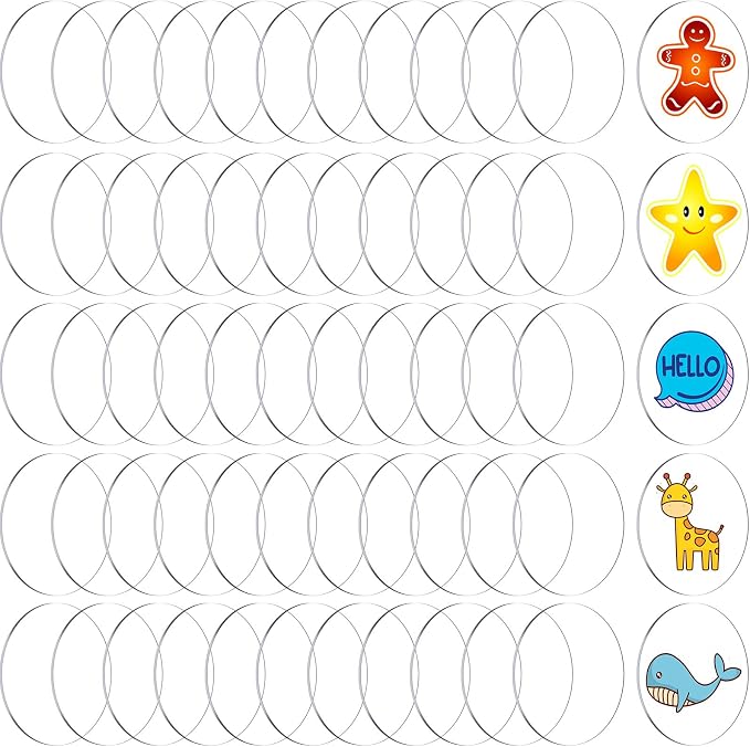 60 Pieces Transparent Acrylic Circle Discs Thick Round Acrylic Sheets Blanks by Zonon