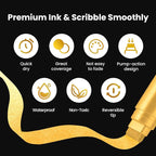 BIGTHUMB 3 Pcs Gold Jumbo Permanent Markers: 15mm Wide Tip Thick Acrylic Paint - Image 3