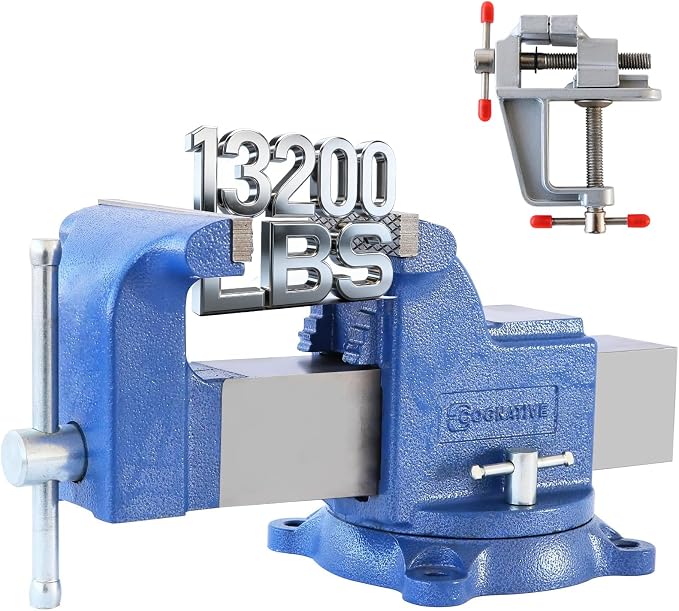 6" Heavy-Duty Bench Vise 13200LBS Stronger Clamping Force Ductile Iron Bench by COGNATIVE