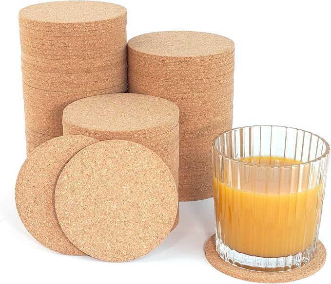 Cork Coasters Bulk 100 Pack by FAITHFULPANDA