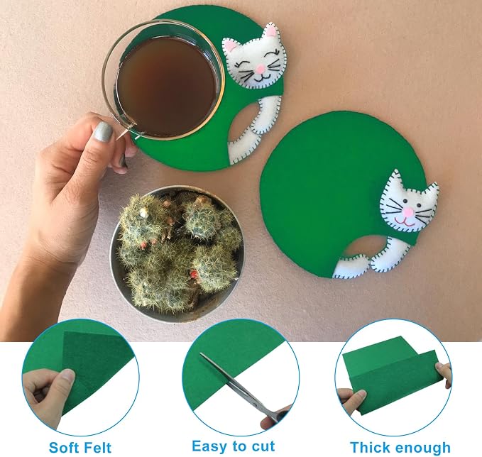 6 Pcs 8 x 12 Inch Green Felt Sheets, 2mm Thick | Felt Fabric - Image 2