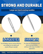 Jnenery Large Eye Sewing Needles, 7 Sizes Stainless Steel Needles - Image 3