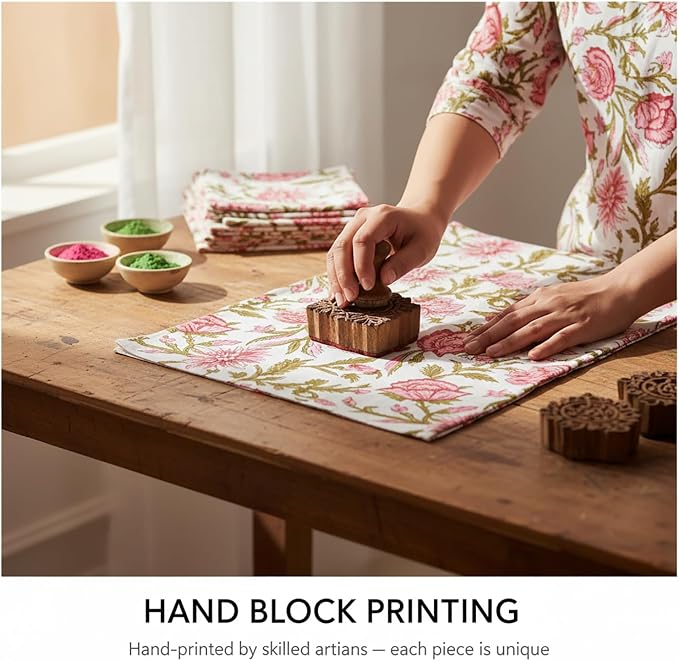 E-Tailor® Hand-Block Printed Pre-Cut Cotton Fabric Ideal - Image 5