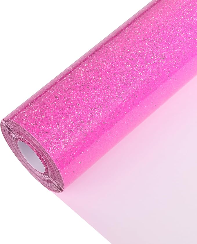 Neon Pink Glitter Heat Transfer Vinyl 12" x 15 ft HTV by MerryMade