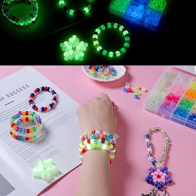 SJZWSD 5 Boxes Bracelet Making Kit Pony Beads, 6x9mm Kandi Rave Beads & Hair - Image 5