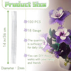 100 Pcs White Paper Wrapped Floral Stems Wire, 14 Inch 18 Gauge, Crafts Supplies - Image 2