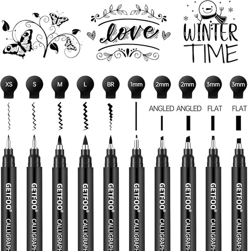 10 Size Calligraphy Pen Set, Hand Lettering Brush Pens - Image 2
