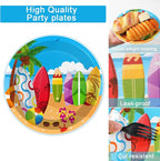 100 Pcs Summer Beach Surfing Party Paper Plates Napkins Supplies - Image 4