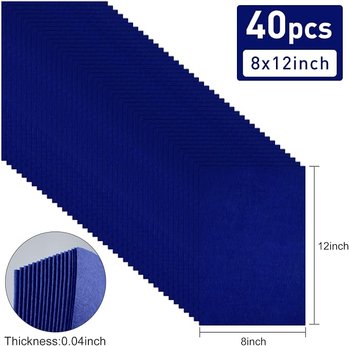 40 Pcs Deep Navy Blue Felt Fabric Sheet 8" x 12" Assorted Color Felt Fabric - Image 2
