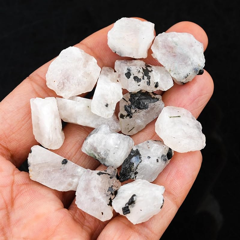 ColouredRocks 20pcs. Tourmilated Moonstone Crystals, Raw Stones, Rough Gemstones - Image 4