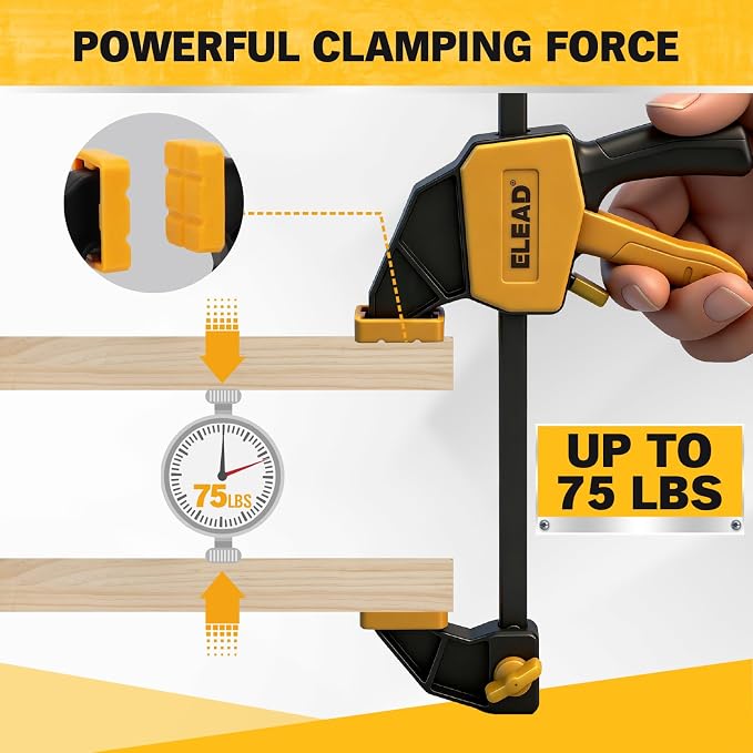 6" Mini Bar Clamps for Woodworking, 4-Piece One-Handed F Clamp/Spreader - Image 3
