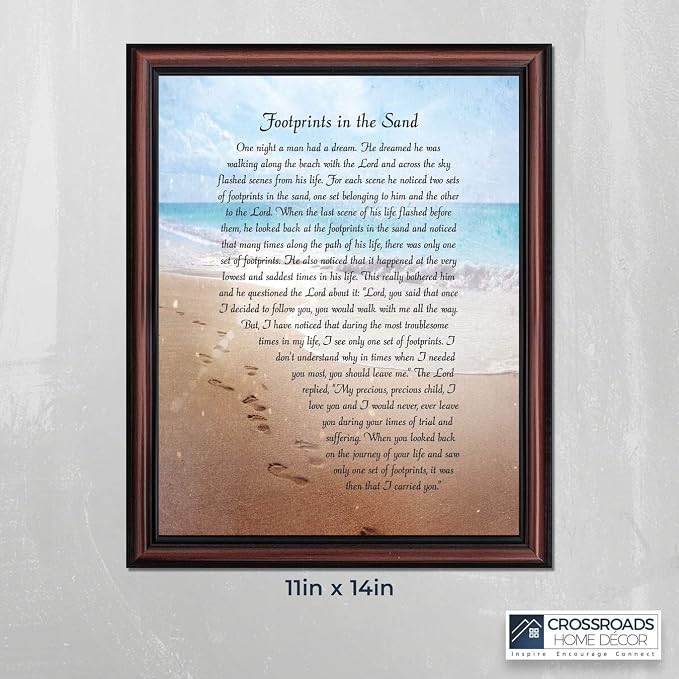 Footprints in the Sand Inspirational Wall Art, Beach Decor, Christian Gifts - Image 3