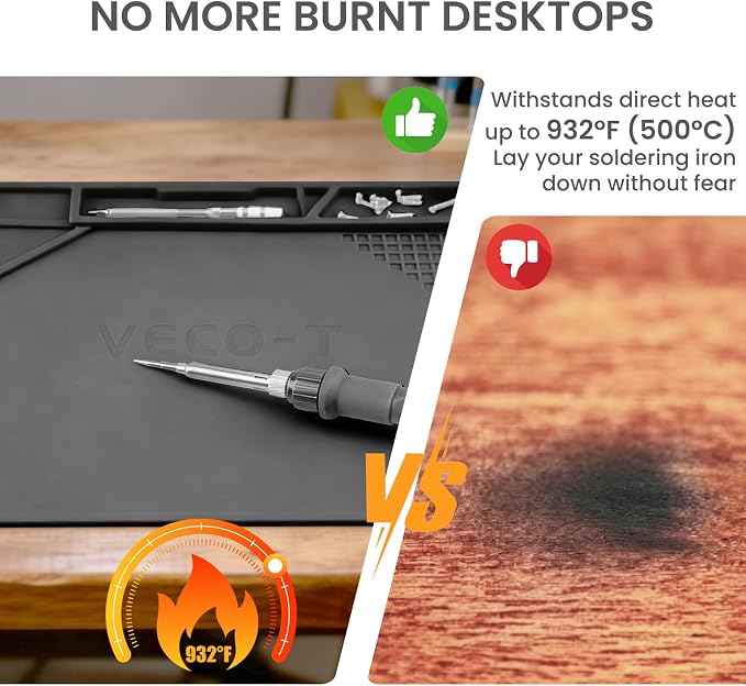 Silicone Soldering Mat with Soldering Stand, Heat Resistant 932°F, Large 20x14 - Image 3