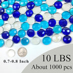FANTIAN 10LB Fire Pit Glass, Mixed Blue Flat Glass Marbles - Image 3