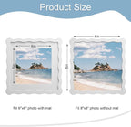 8x8 Picture Frame with Mat for 6x6, Wavy Edge Wooden Real Glass Photo Frame for - Image 3