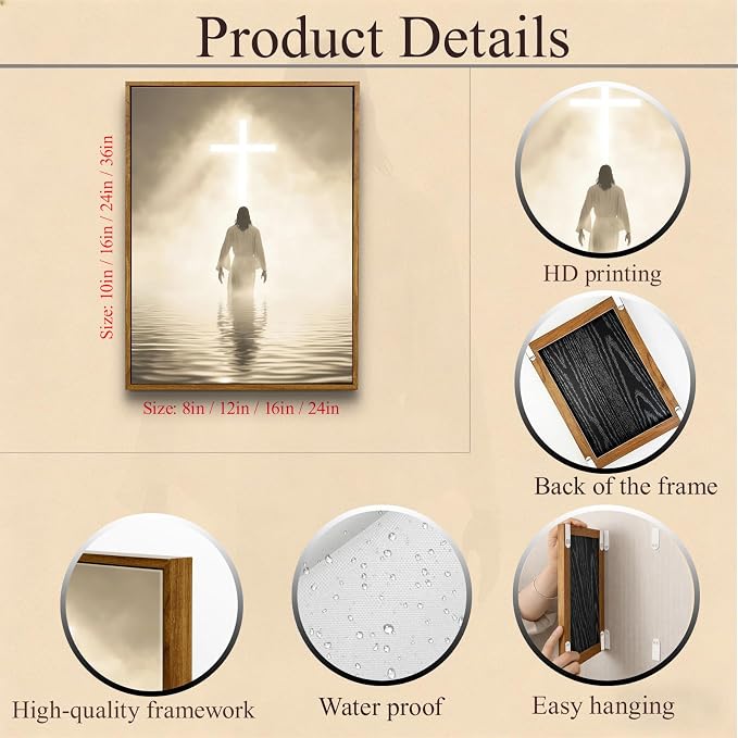 Jesus Walking on Water Canvas Wall Art - Image 4