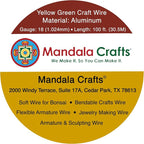 Mandala Crafts 18 Gauge Yellow Green Anodized Aluminum Craft Wire, 100 FT | - Image 3