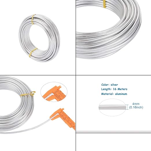 FASHEWELRY 6 Gauge Aluminum Craft Wire 52 ft Silver Metal Bendable Sculpting - Image 2