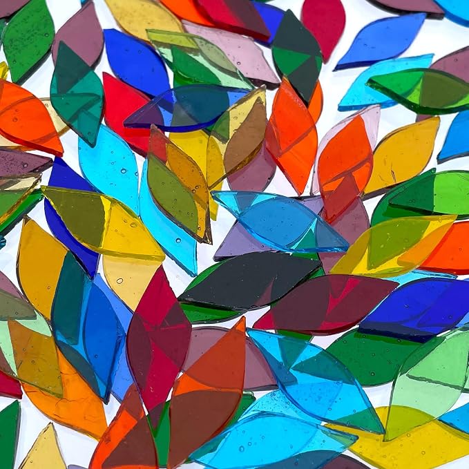 LITMIND 120 Pieces Assorted Colors Transparent Mosaic Glass Petals & Leaves - Image 5