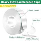 2 Rolls Double Sided Tape Heavy Duty, Nano Tape Double Sided Mounting Tape | - Image 2