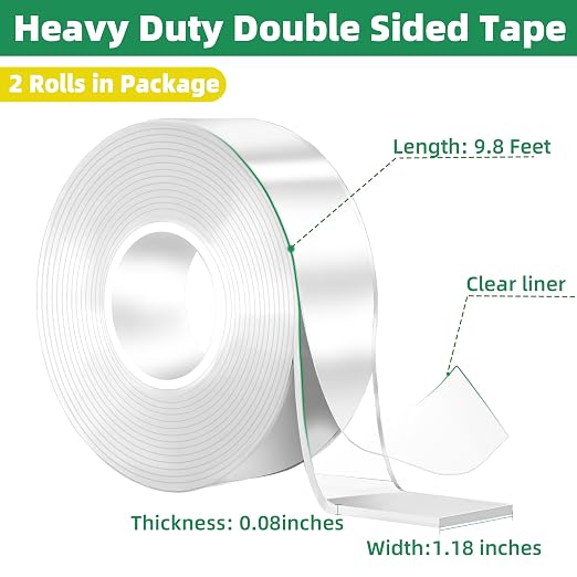 2 Rolls Double Sided Tape Heavy Duty, Nano Tape Double Sided Mounting Tape | - Image 2