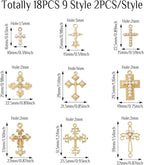 Cheriswelry 18Pcs Cross Metal Charms Light Gold Pearl Rhinestone Pendants Alloy - Image 2