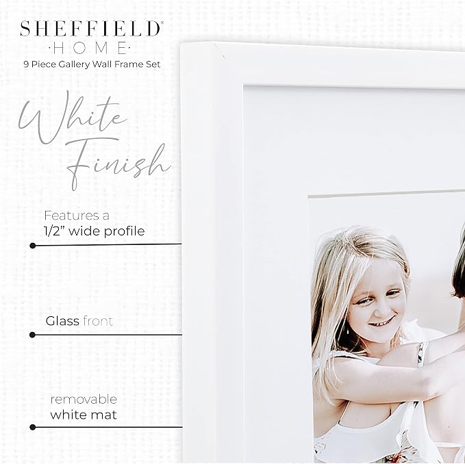 Sheffield Home 9 Piece Gallery Wall Frame Set, 12x12 Inch - Image 4