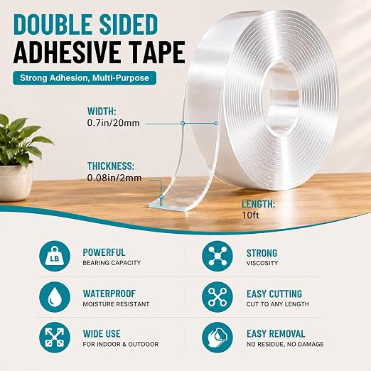 Ohayooz® Extra Strong Double Sided Tape Heavy Duty Removable 10FT, Photo Deco - Image 3