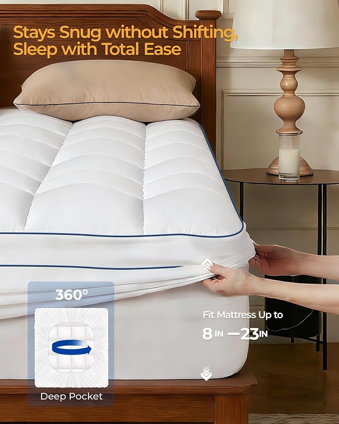 Queen Mattress Topper, Extra Thick Mattress Pad Cover - Image 6