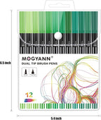 Green Markers, 12 Pack Dual Brush Pens Drawing Markers - Image 5