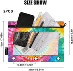 Tie Dye Pencil Pouch for 3 Ring Binder, 2 Pack Waterproof Pencil Bags Clear - Image 3