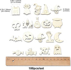 LiQunSweet 200 Pcs Mixed Styles Halloween Theme Unfinished Wood Cutout Pumpkin - Image 2