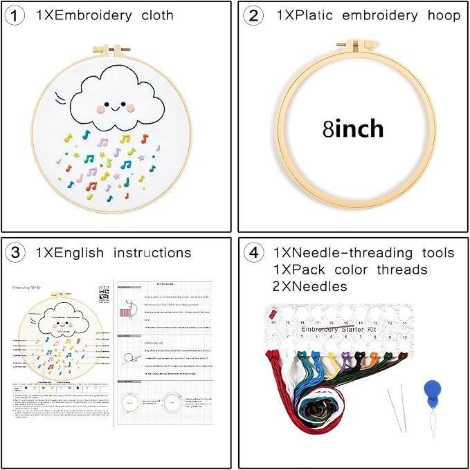 Crafmanoe Cute Embroidery Kits for Beginners Adults, Hand Embroidery Starter - Image 6