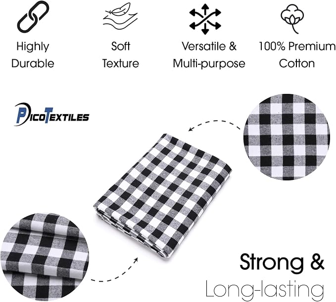 Pico Textiles 8 Yards Bolt Black and White Buffalo Plaid Checkered Flannel - Image 4