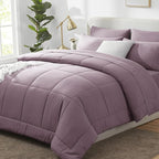 CozyLux Queen Comforter Set Dusty Purple, 7 Pieces Bed in a Bag, Bedding Set by CozyLux