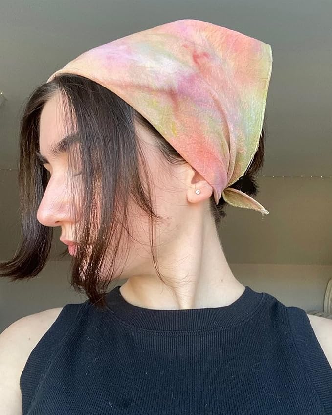 White Bandanas Women Men Large Cotton Tie Dye Party Supplies Plain Head Wrap - Image 5
