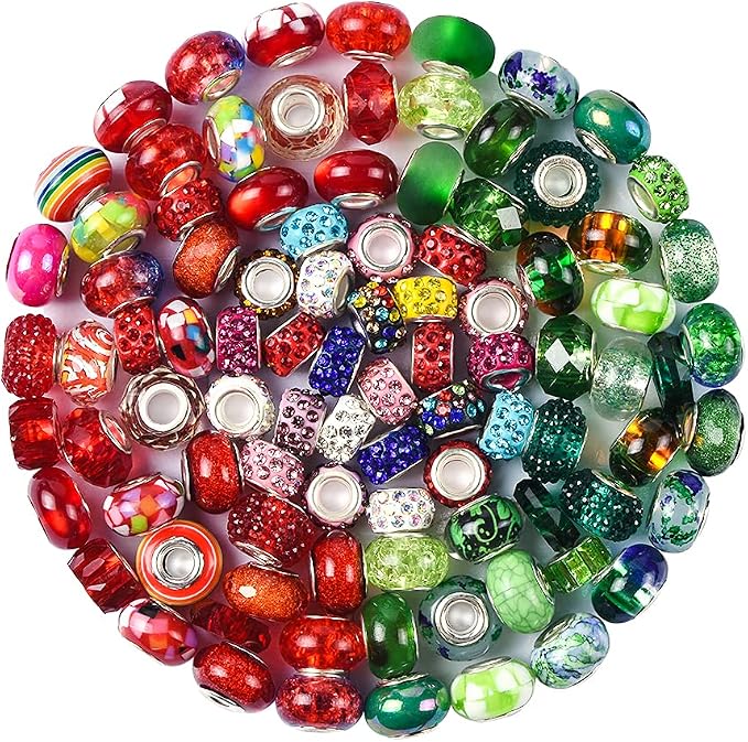 Aipridy Assortment European Large Hole Beads Spacer Beads Rhinestone Craft Beads by AIPRIDY