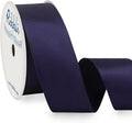 Ribbli Navy Double Faced Satin Wired Ribbon 1.5 Inch Navy Christmas Ribbon by Ribbli