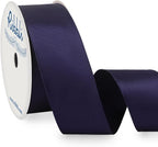 Ribbli Navy Double Faced Satin Wired Ribbon 1.5 Inch Navy Christmas Ribbon by Ribbli