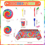 Yaomiao 171 Pcs Tie Dye Tablecloth Birthday Decorations Tie Dye Party Tableware - Image 4