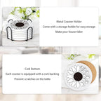 6 Absorbent Ceramic Tiles with Cork Base, Paint Your Own Sunflower Coaster | - Image 6