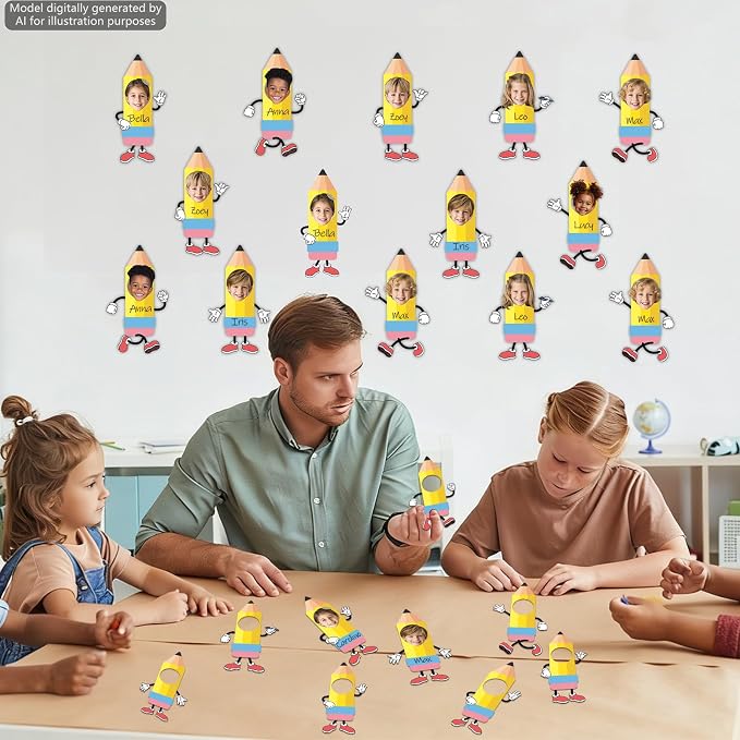 60Pcs Pencil Photo Paper Cutouts Pencils Bulletin Board Decor Pencil DIY Photo - Image 6