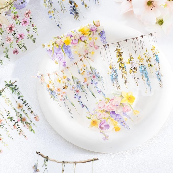 Hanging Floral PET Stickers Set, Journaling, DIY Crafts, and Art Supplies - Image 4