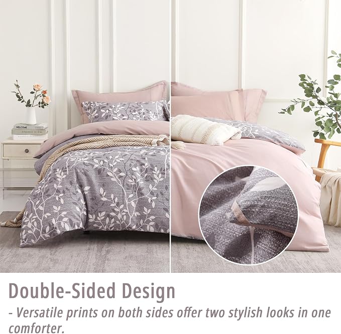 LEMIROE Vintage Gray Cotton Comforter King Size 3Pcs - Image 3